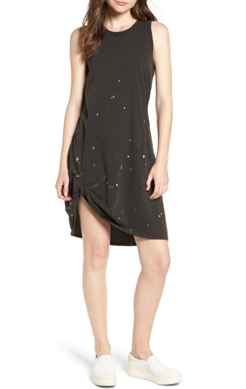 n:Philanthropy Gray Lori Distressed Paint Splatter Midi Dress Women's Medium